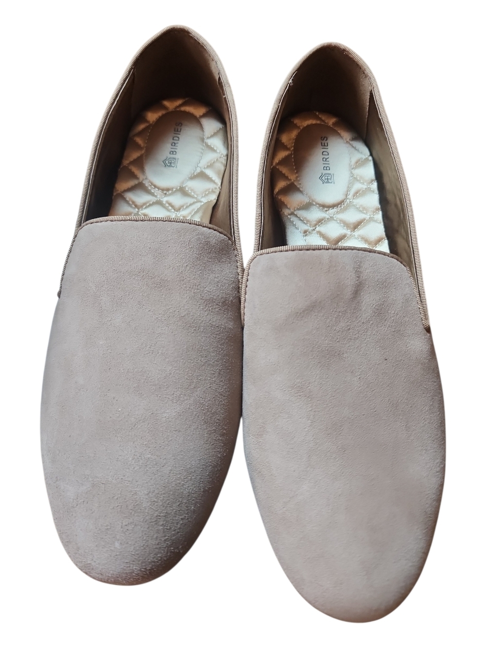 BIRDIES | The Starling Neutral Latte Suede Almond Toe Comfort Loafer Flats | 9.5